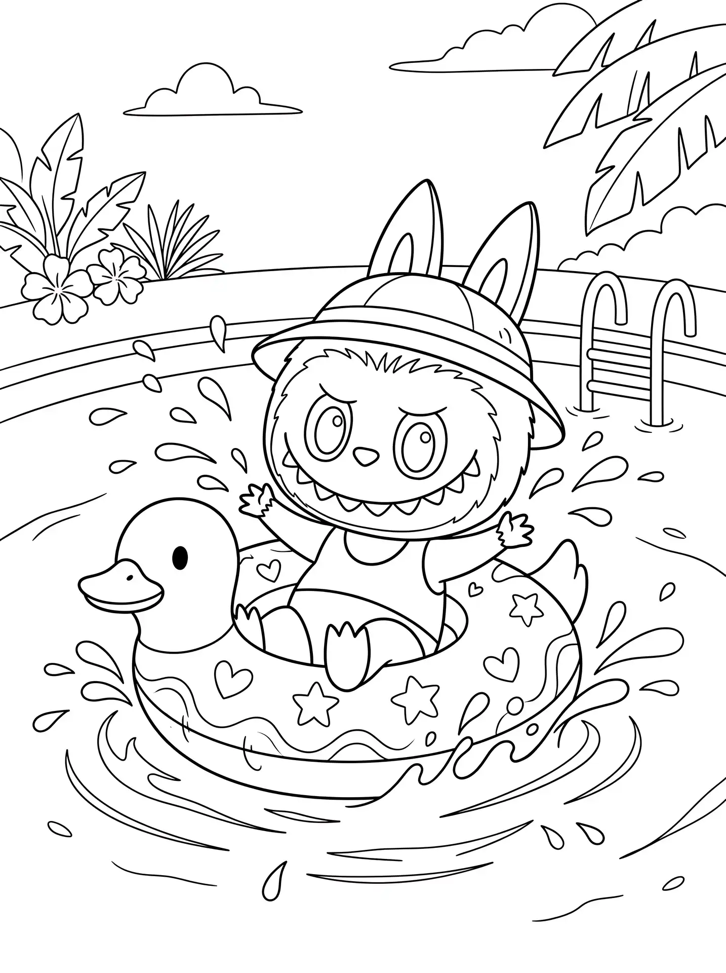 Free Labubu Summer Coloring Pages for Kids and Adults