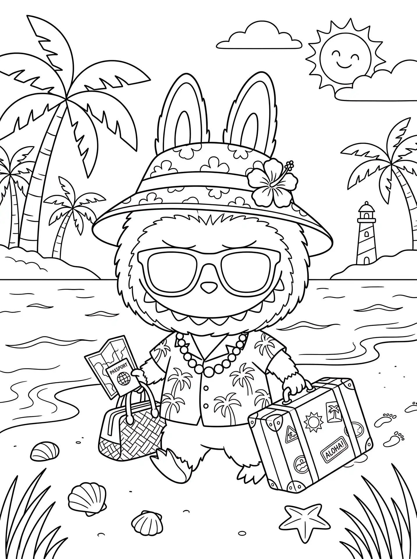 Free Labubu Summer Coloring Pages for Kids and Adults