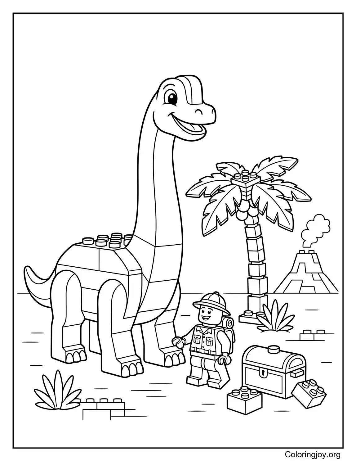 Brachiosaurus-Abenteuerszene im LEGO-Stil