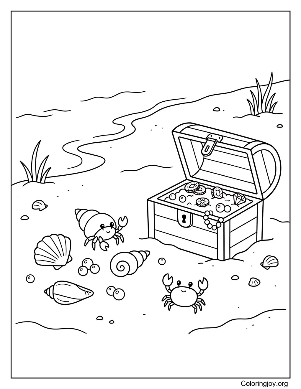 Little Beach Treasures Coloring Page