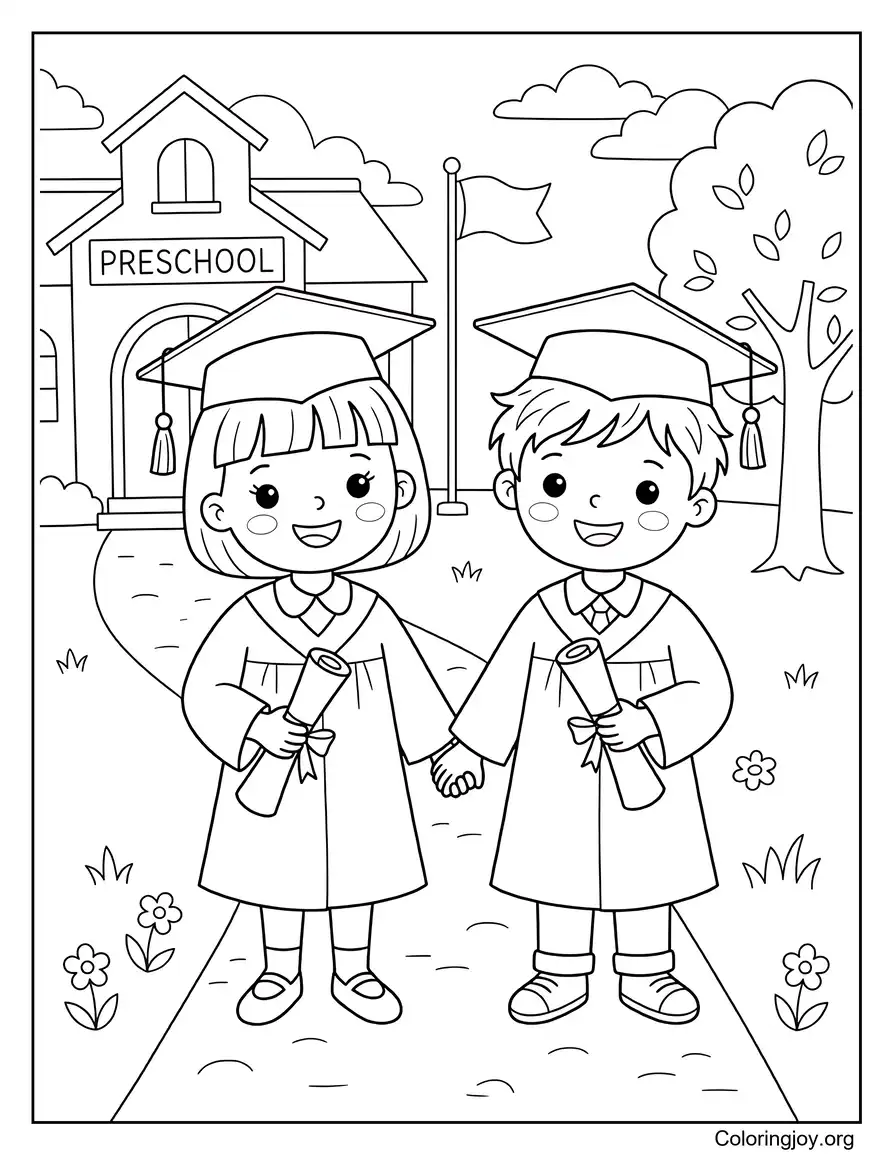 Des petits jumeaux obtiennent leur diplôme ensemble à la maternelle