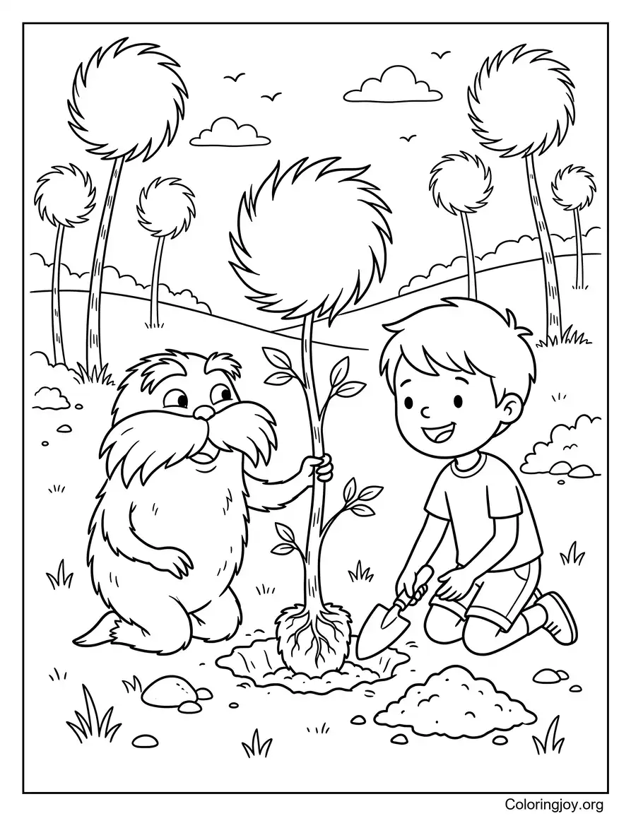 Lorax And Ted Planting A New Tree