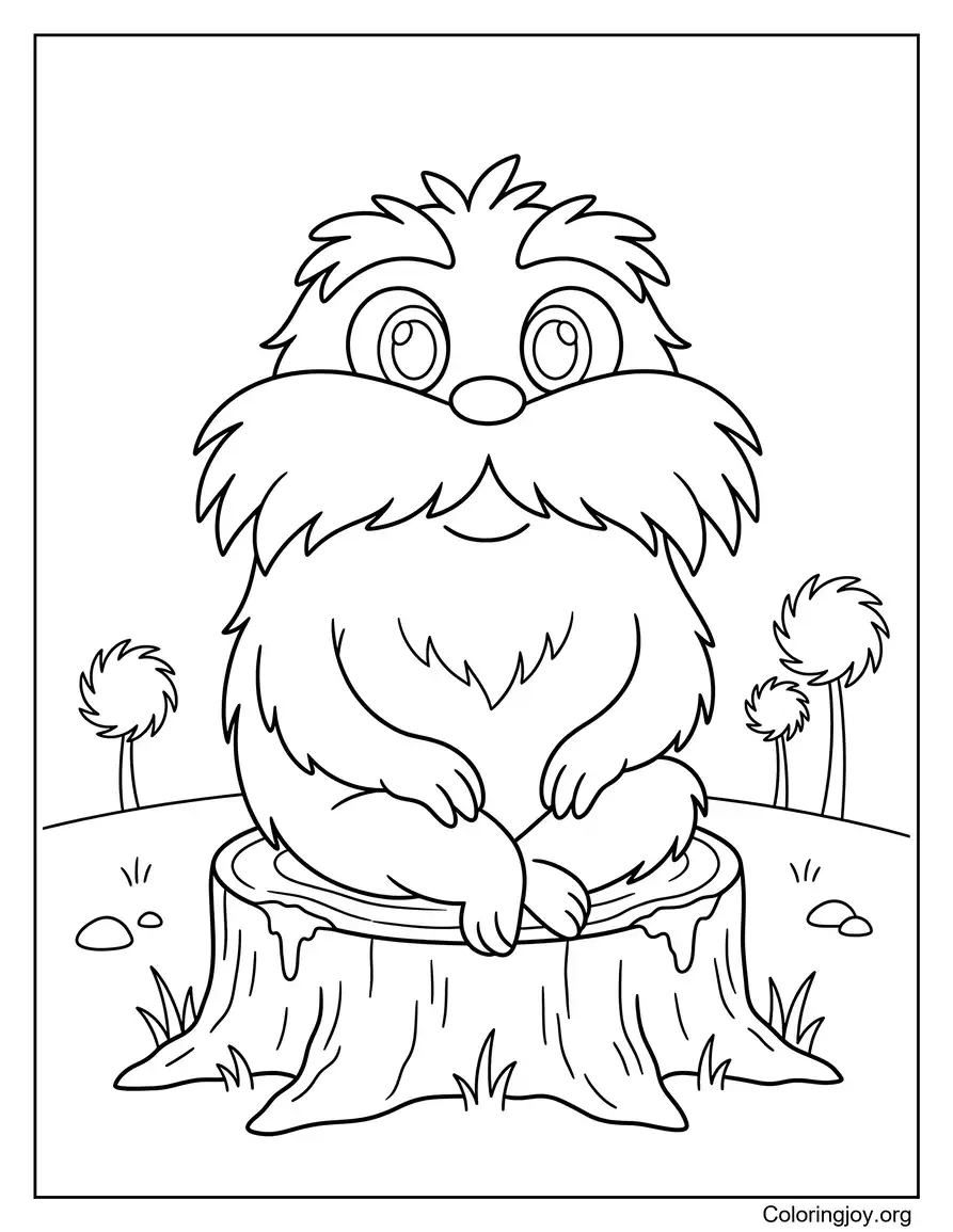 Lorax Sitting On A Tree Stump Coloring Page