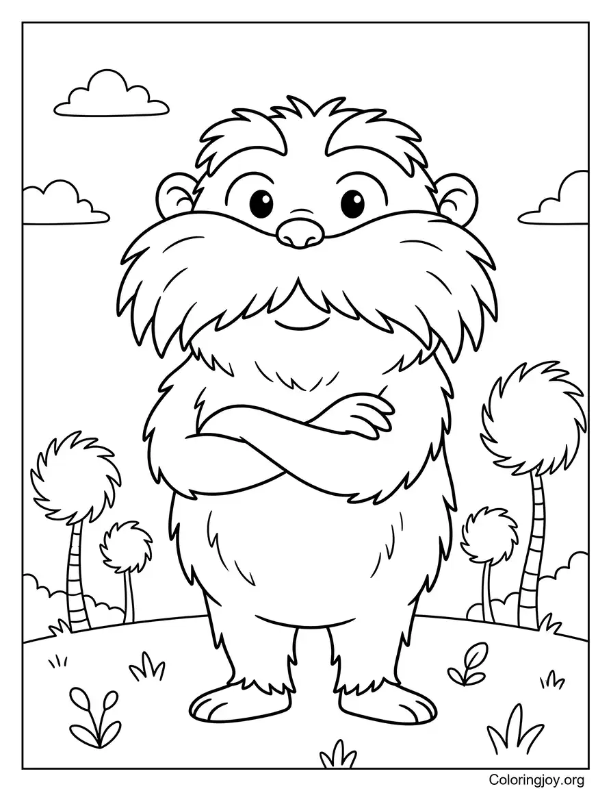 Lorax With Folded Arms Cartoon Coloring Sheet
