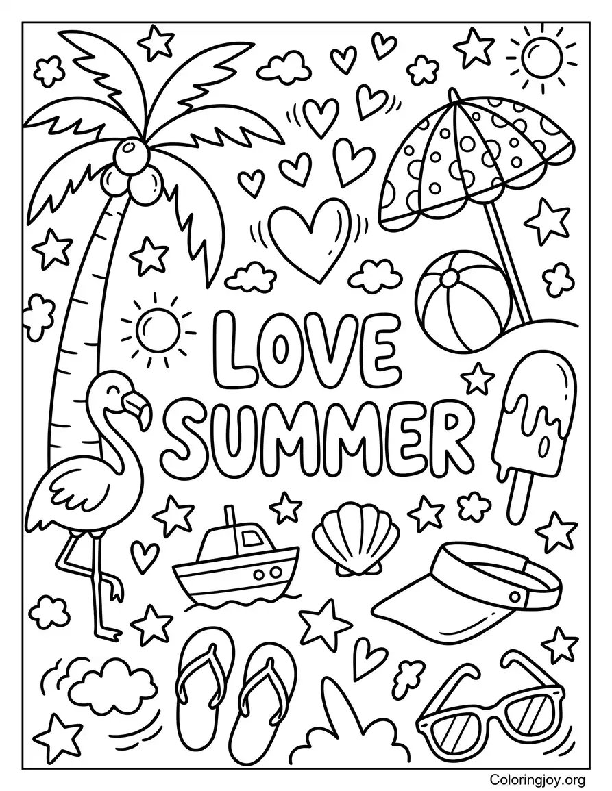 Love Summer Free Coloring Print