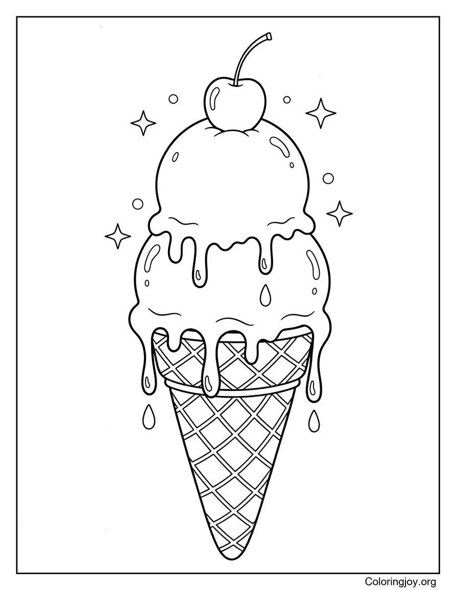 Melting Ice Cream Cone In Hot Summer Heat