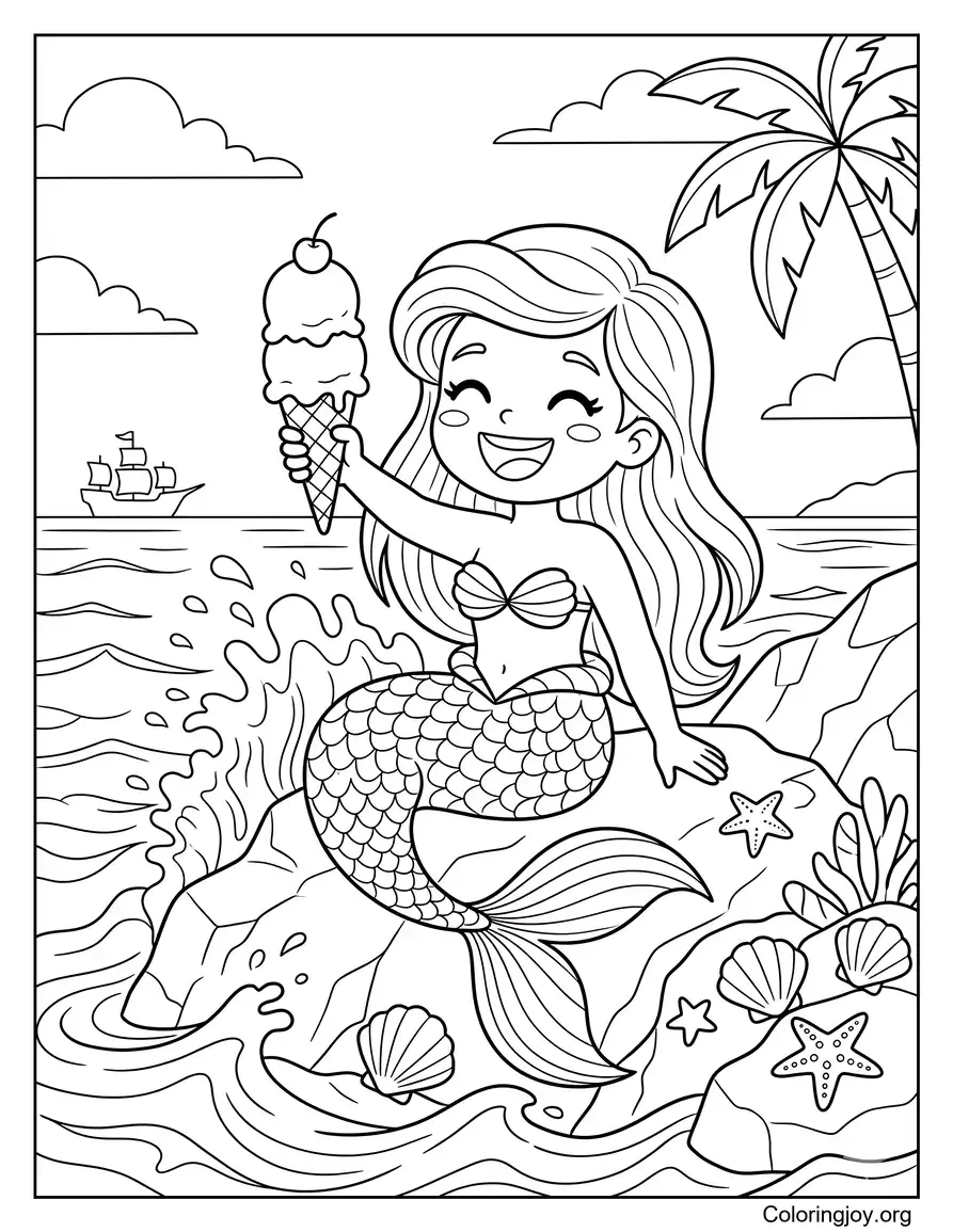 Mermaid Holding Ice Cream Cone