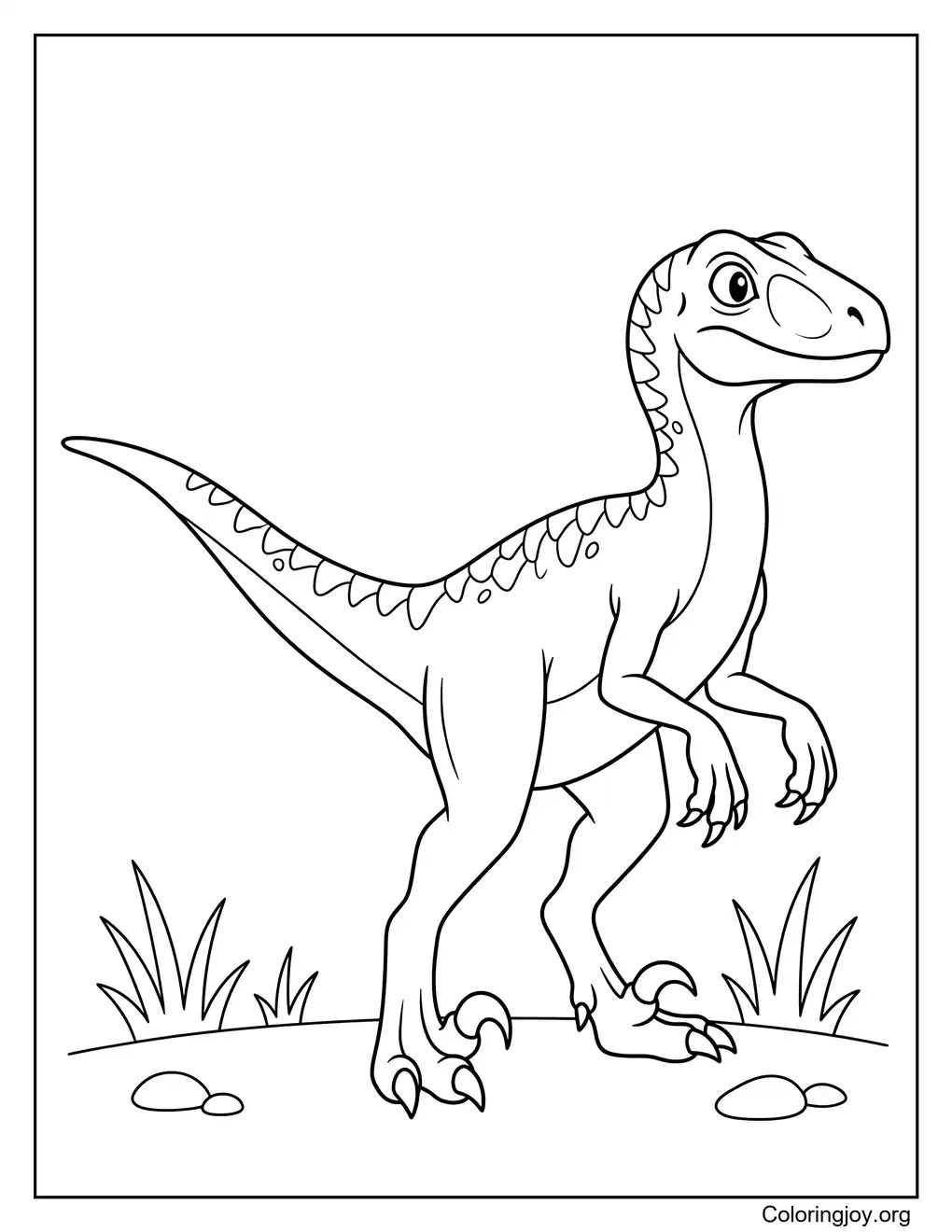 Minimal Velociraptor Standing Pose Coloring Page