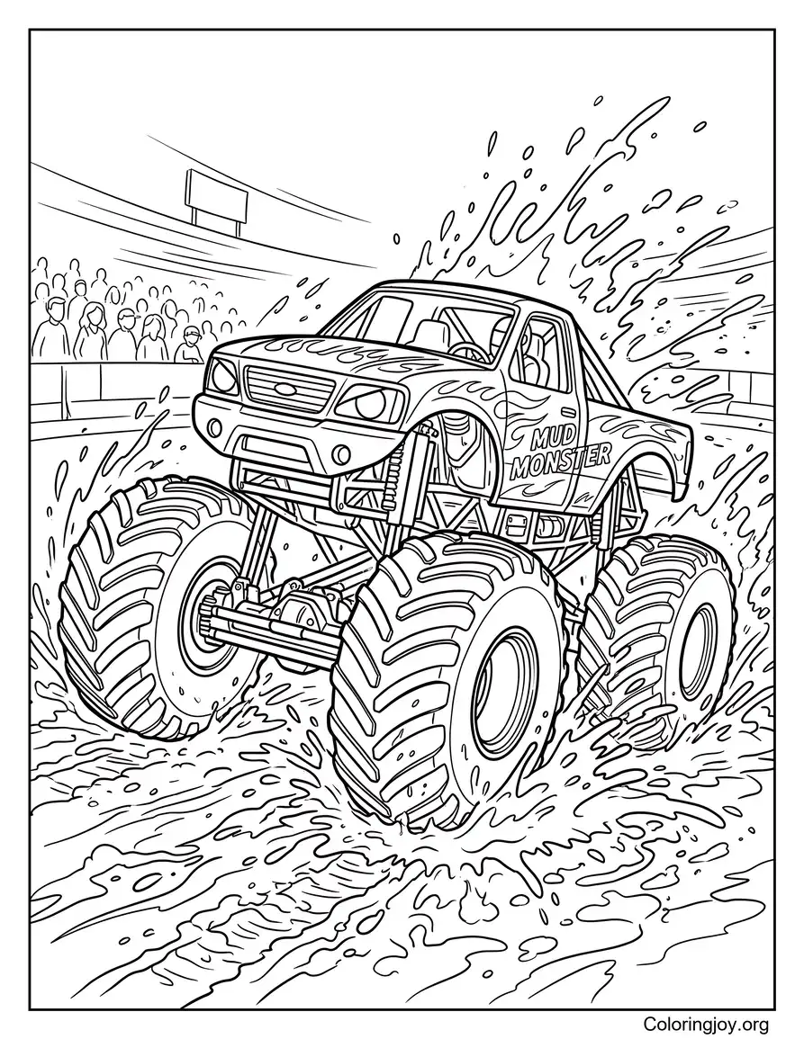 Monster Truck Mud Racing afdrukbare afbeelding