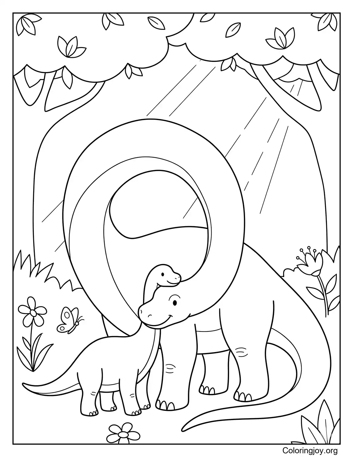 Mutter und Baby Brachiosaurus umarmen sich