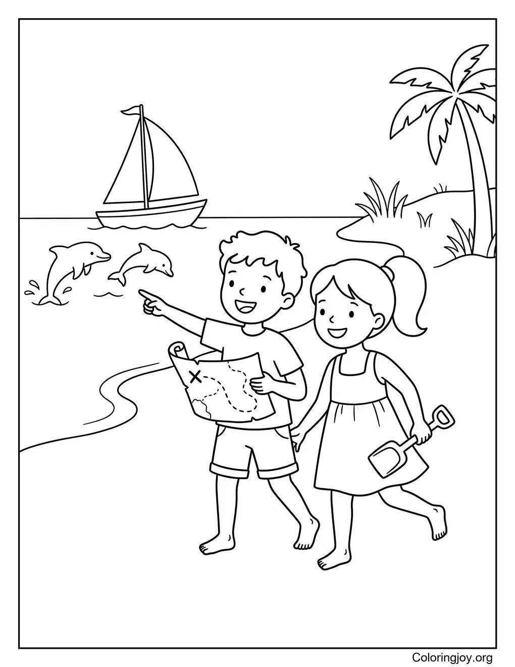 Ocean Beach Adventures Kids Printable Coloring Sheet