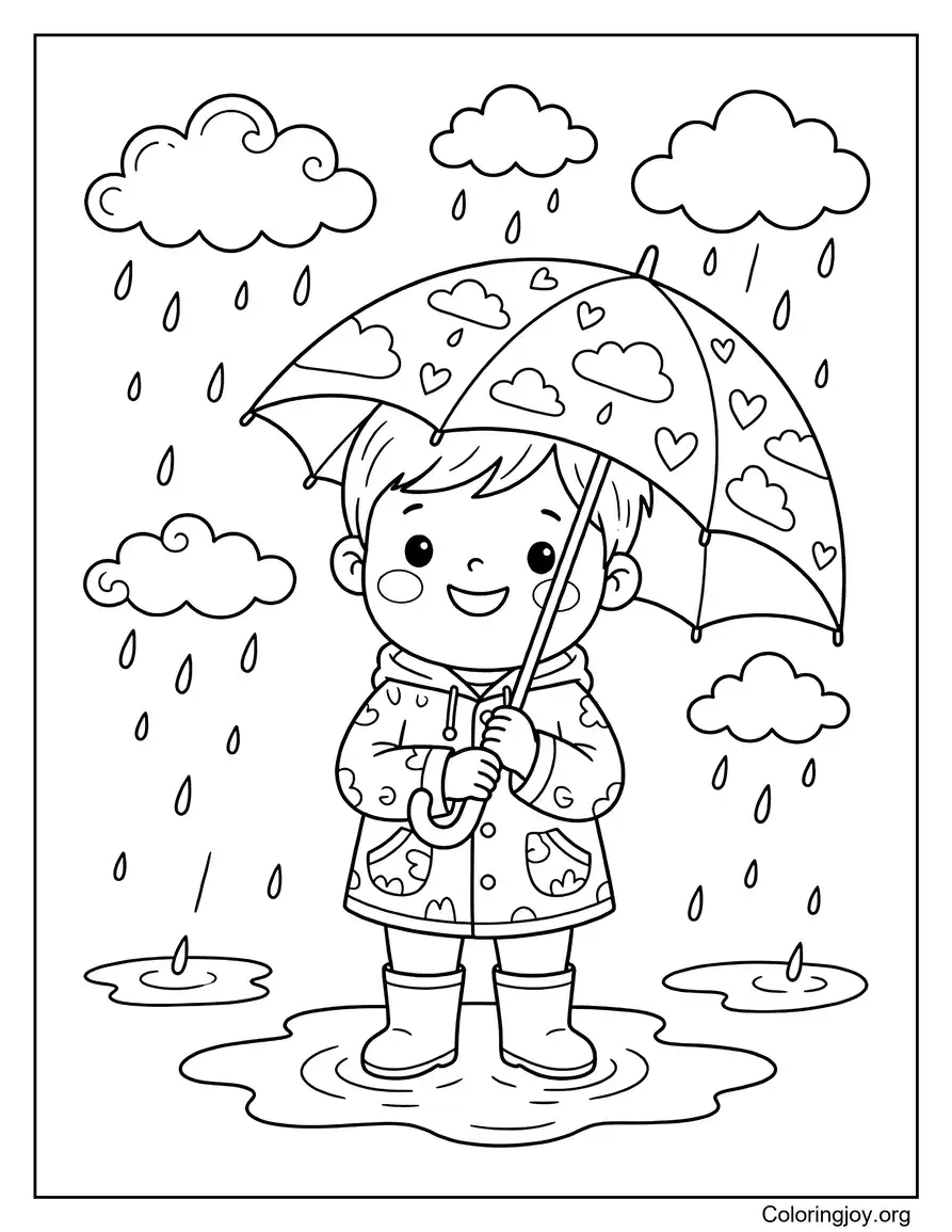 Foglio da colorare di Rainy Day di giugno