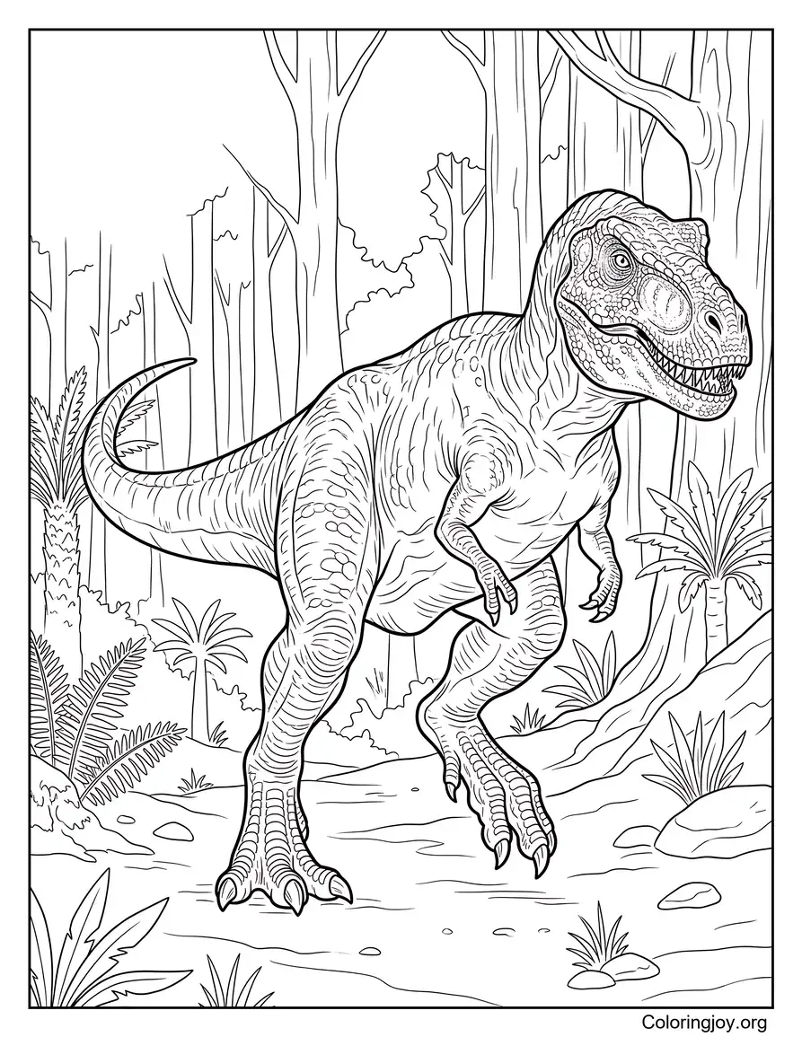 Realistische Jäger-T-Rex-Dinosaurier-Malseite