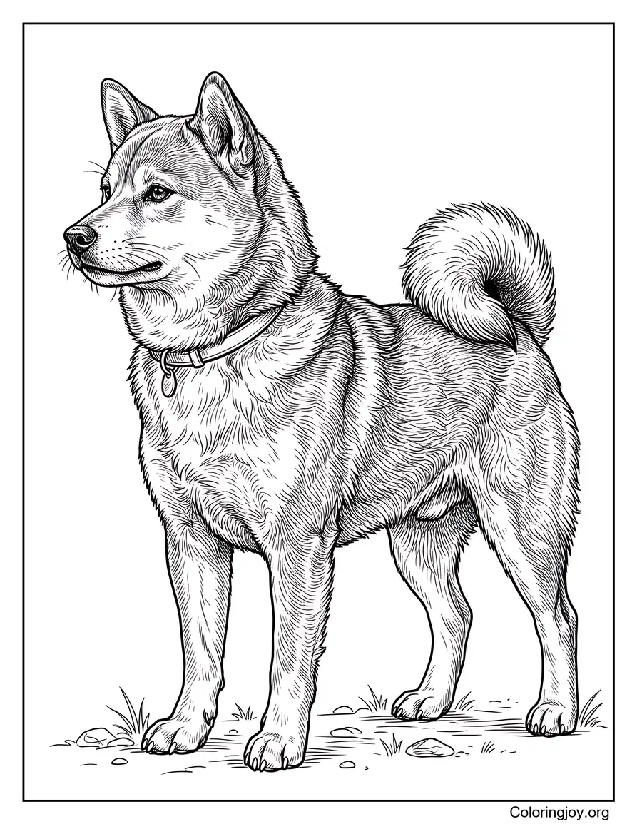 Realistic Side Profile Shiba Inu Coloring Page