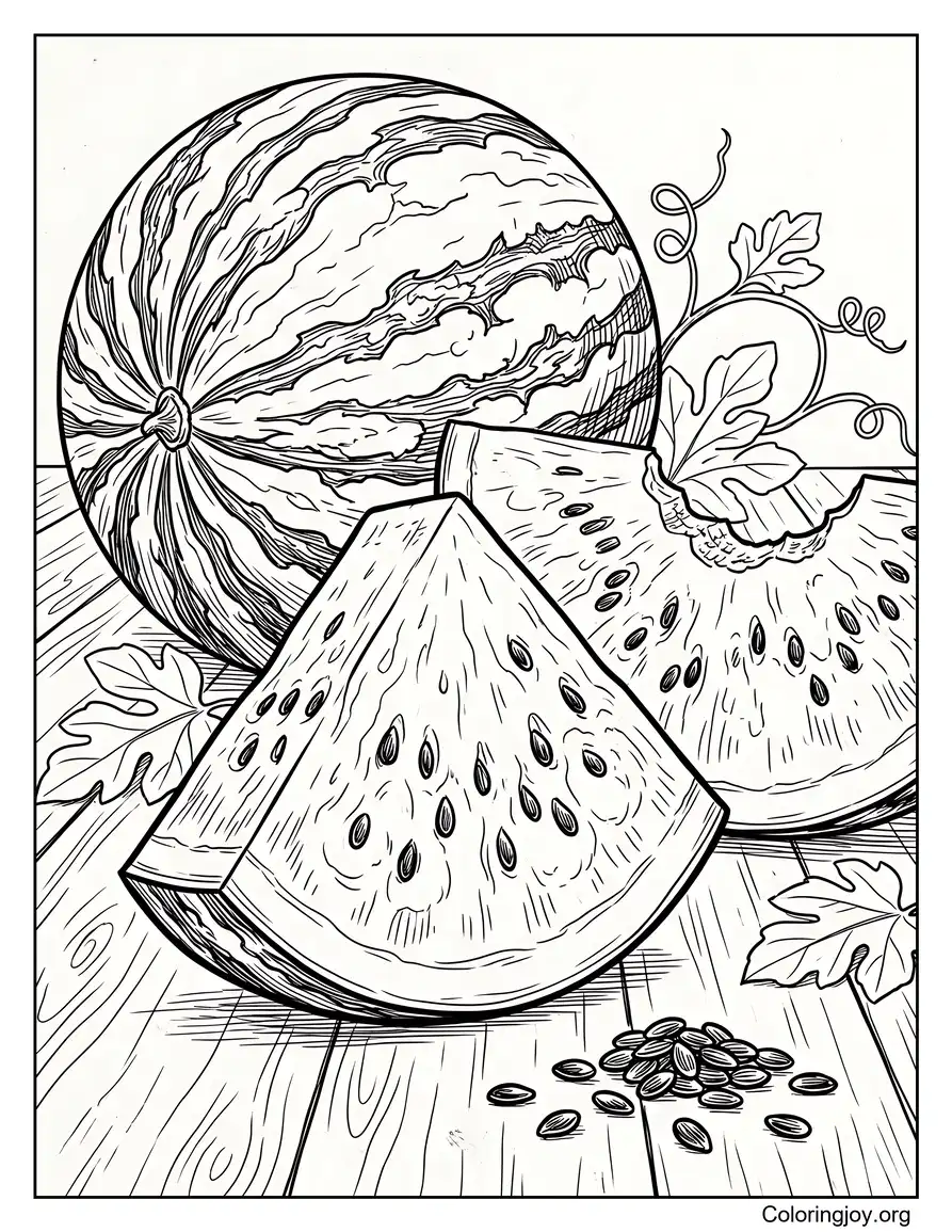 Realistische Wassermelonen-Malseite
