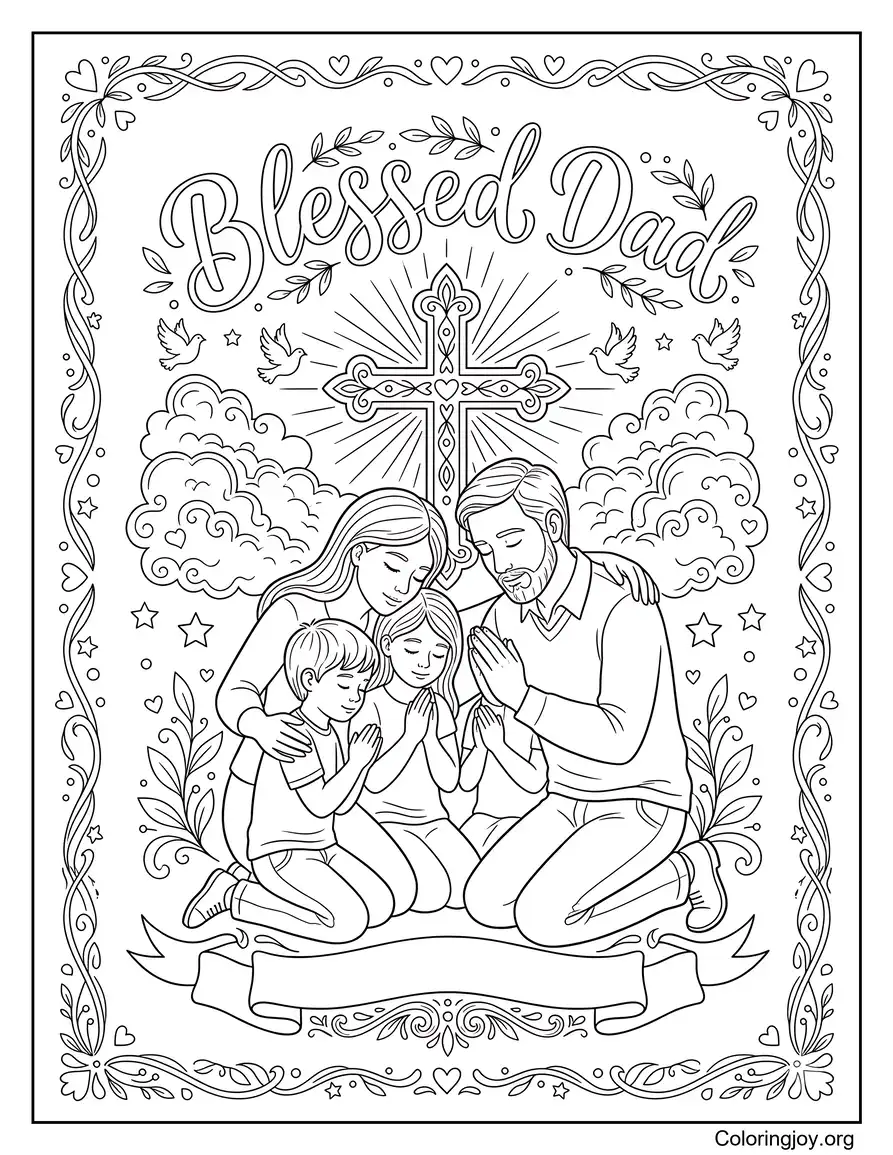 Religieuze vaderdag kleurplaat