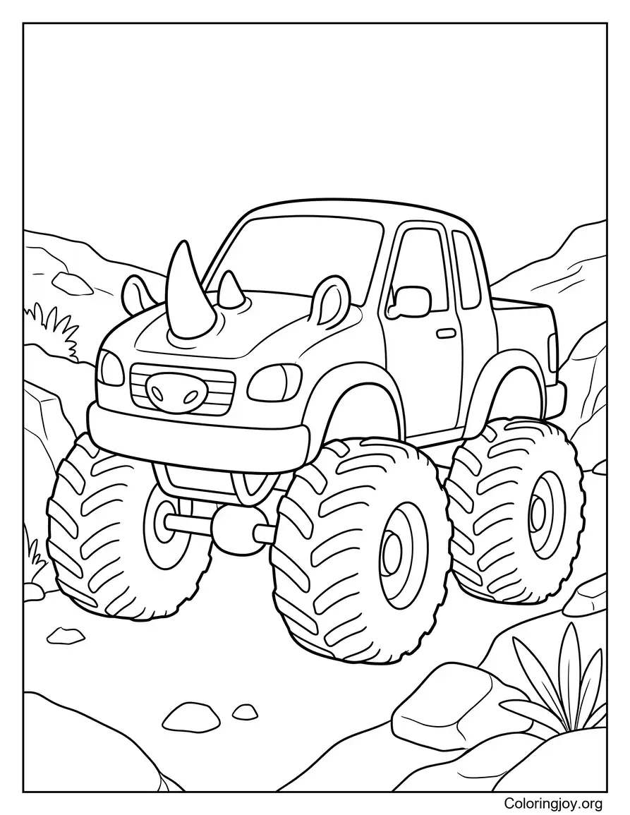 Rhino Monster Truck Printable Coloring Page
