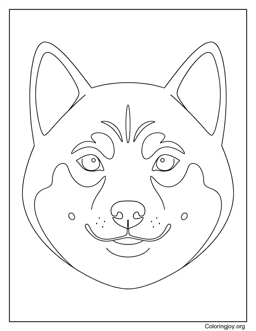 Simple Shiba Inu Face Coloring Sheet