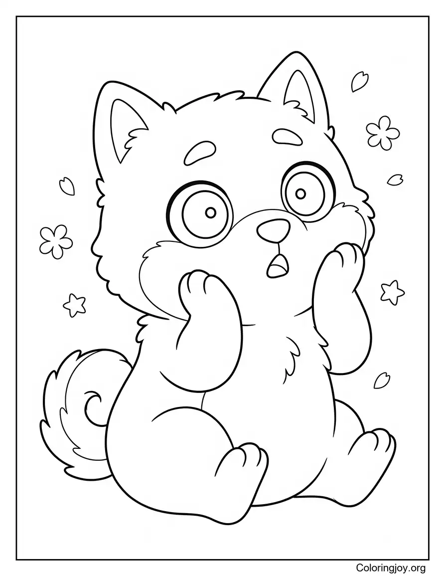 Kawaii Shiba Inu With Big Cute Eyes Coloring Page