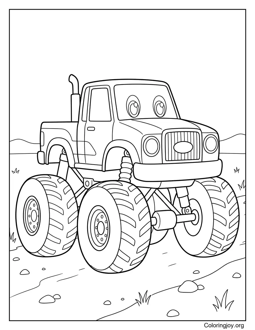 Simple Big Wheel Monster Truck Picture to Color