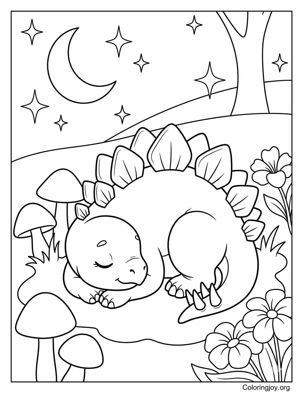 Slapende baby Stegosaurus-sterren