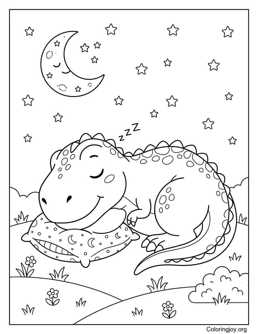 Malvorlage „Friedlich schlafender Dino“