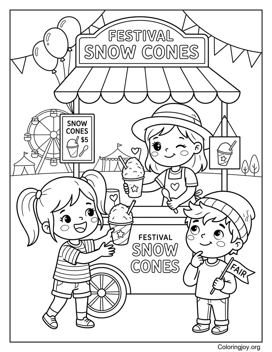 Snow Cone Stand At The Fair Booth