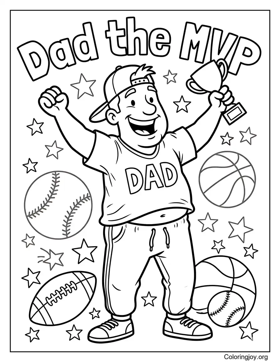 Sport papa kleurplaat