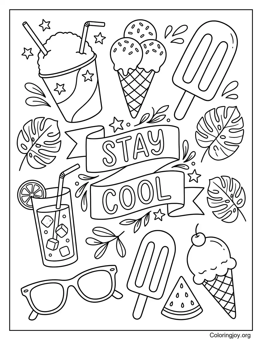 Stay Cool Summer Doodle Printable Sheet