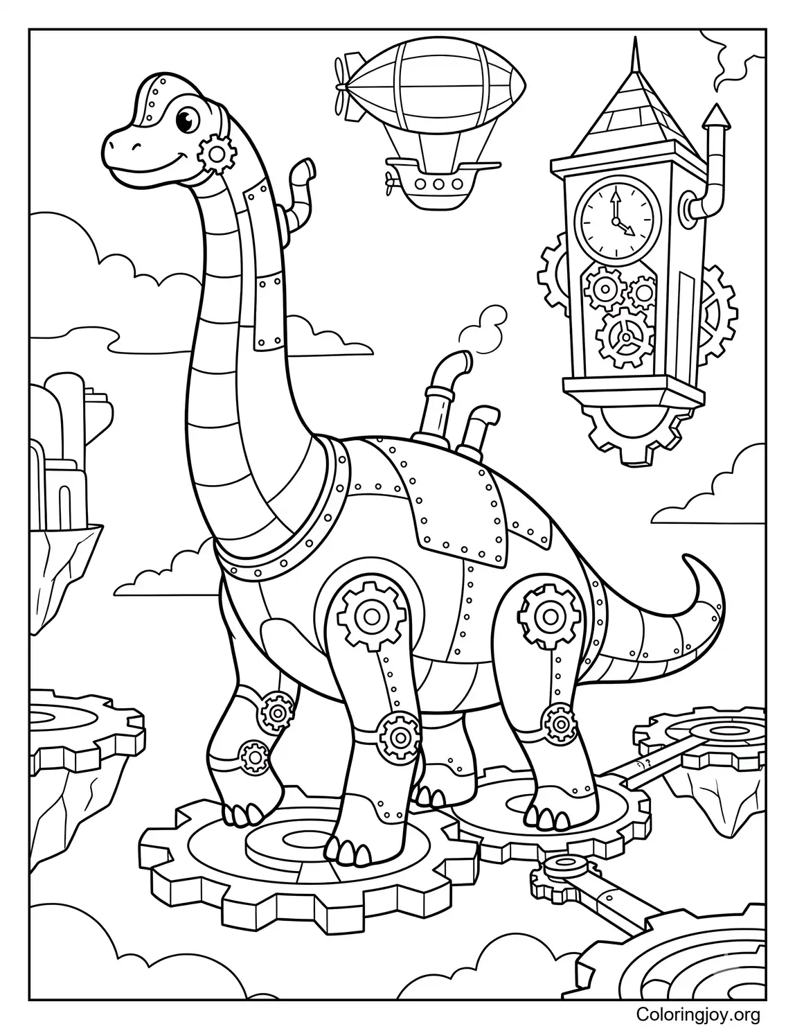 Steampunk Brachiosaurus Floating Sky City