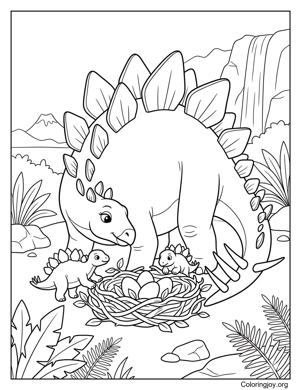 Stegosaurus moeder en baby's