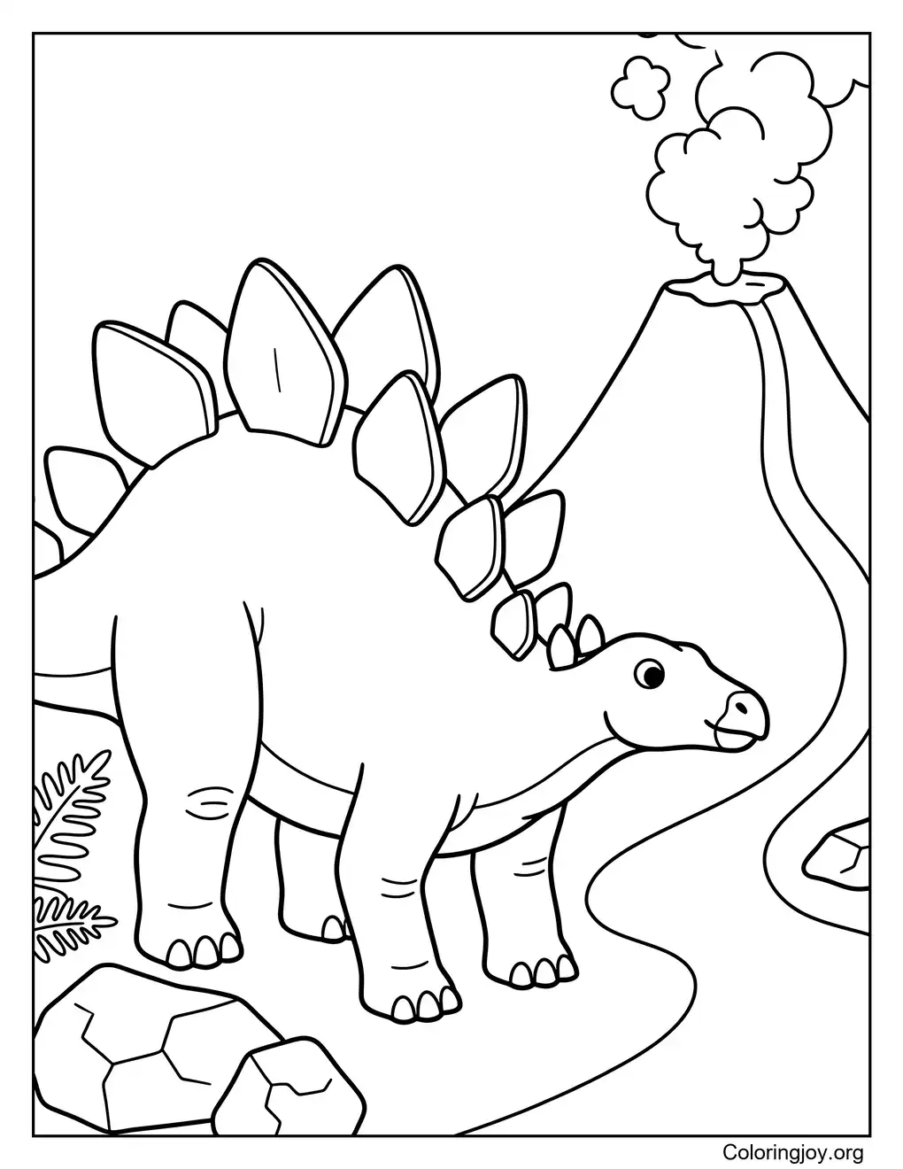 Vulkaan Stegosaurus-scène