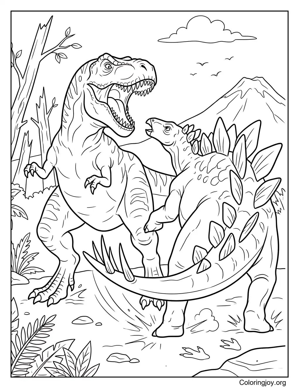 Stegosaurus versus T-Rex-strijd