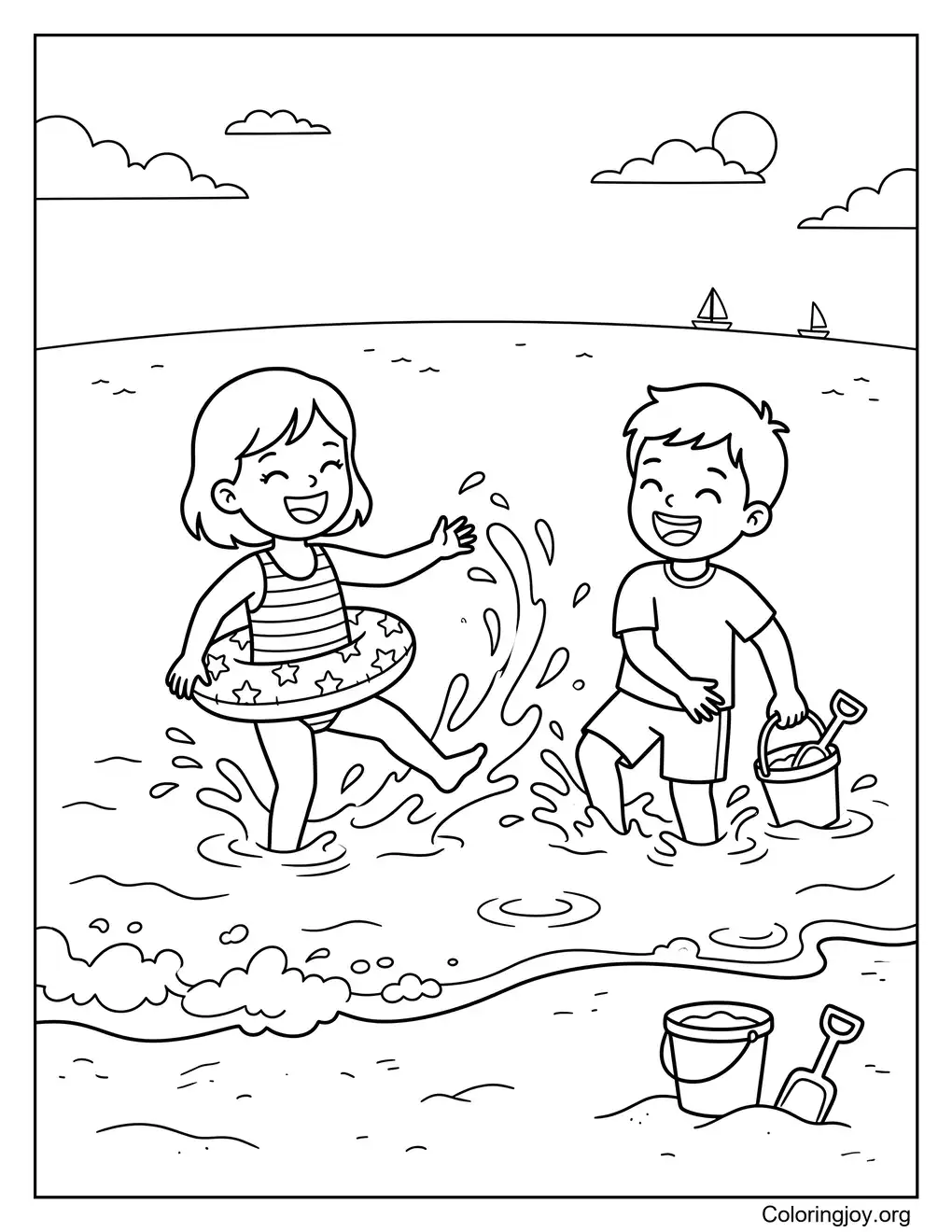 Sommer-Strand-Splash-Kinder