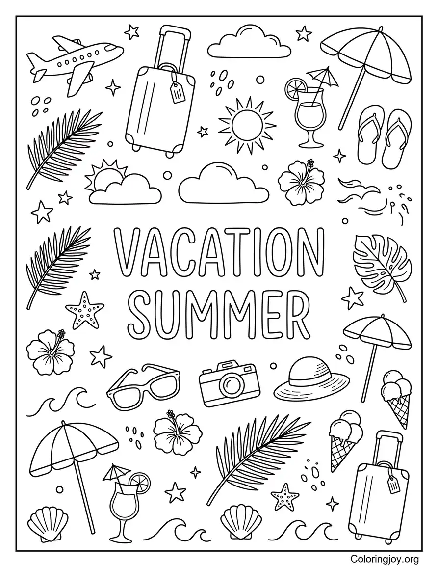 Summer Vacation Doodle Printable Sheets