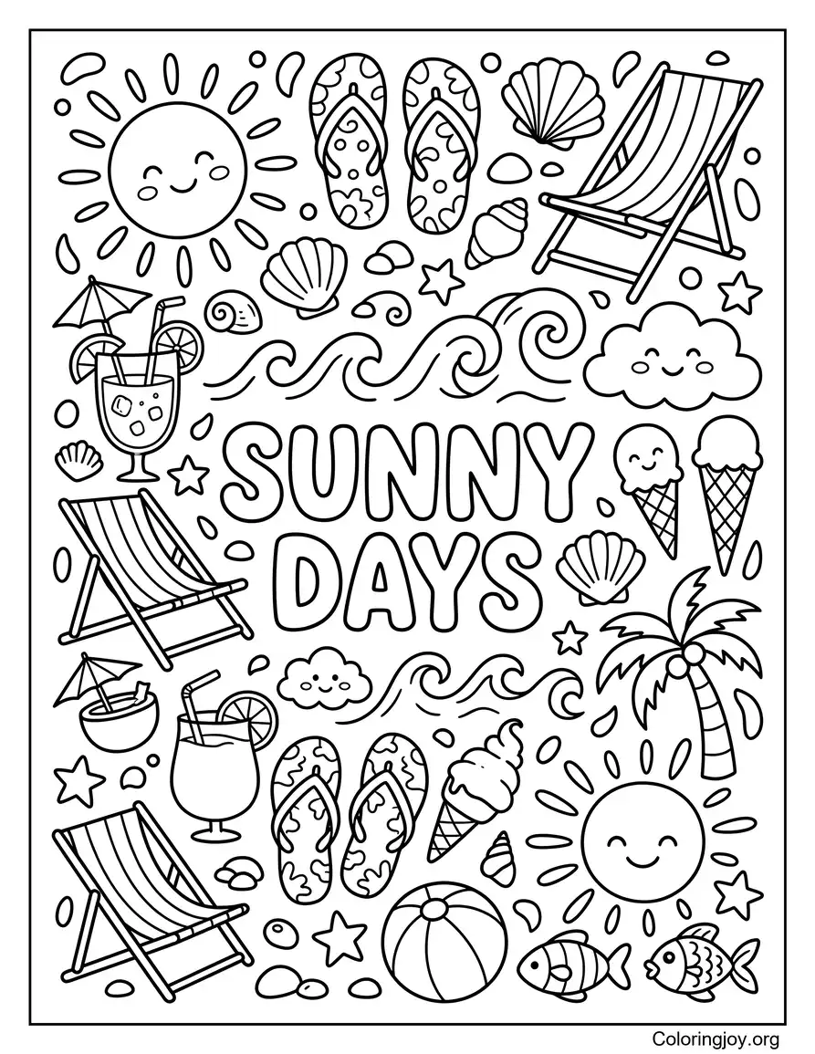 Sunny Days Doodle Printable Page