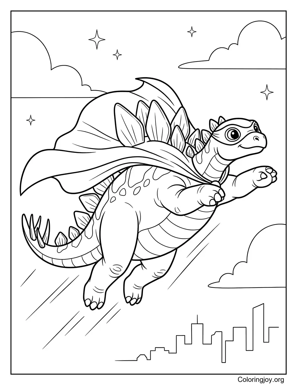 Vliegende superheld Stegosaurus