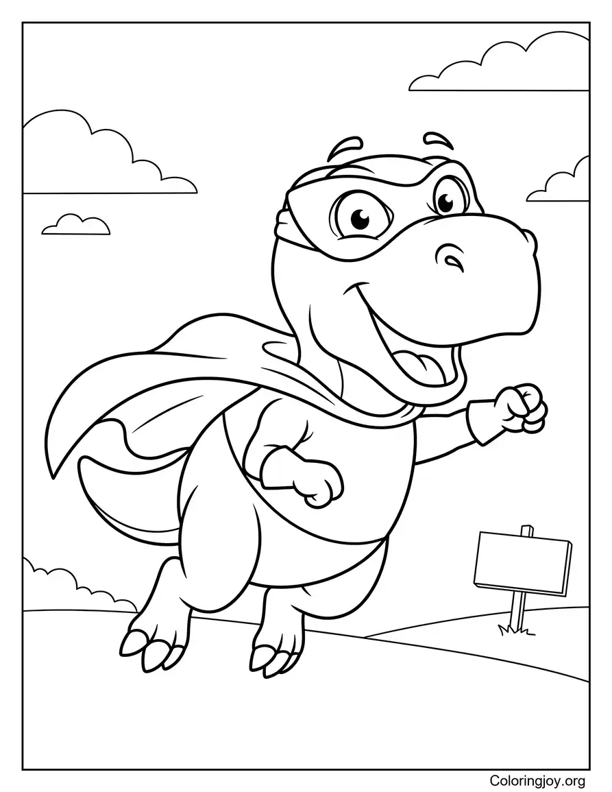 Malvorlage Fliegender Superheld T-Rex