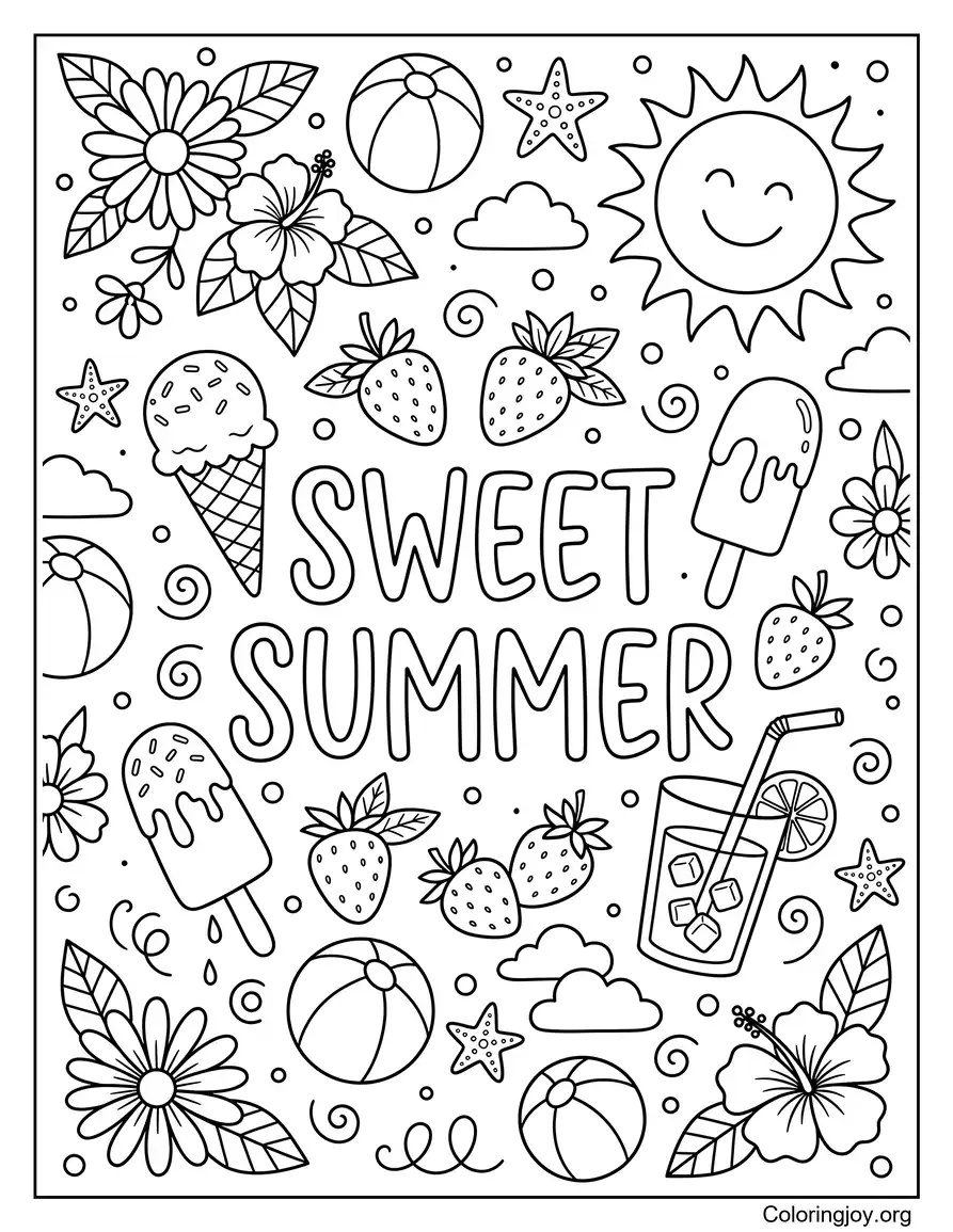 Sweet Summer Free Coloring Sheet