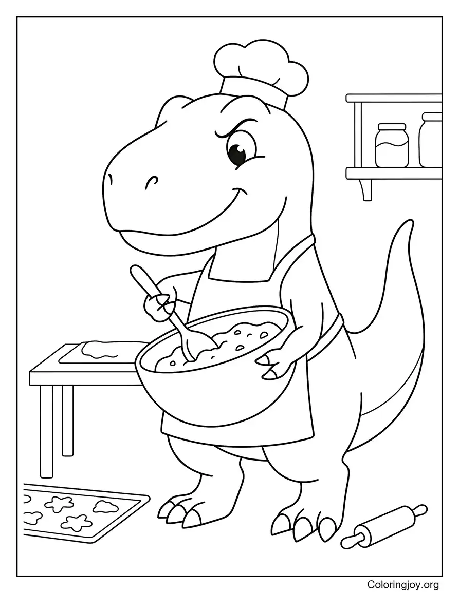 Süßes Malblatt zum Backen von T-Rex-Keksen