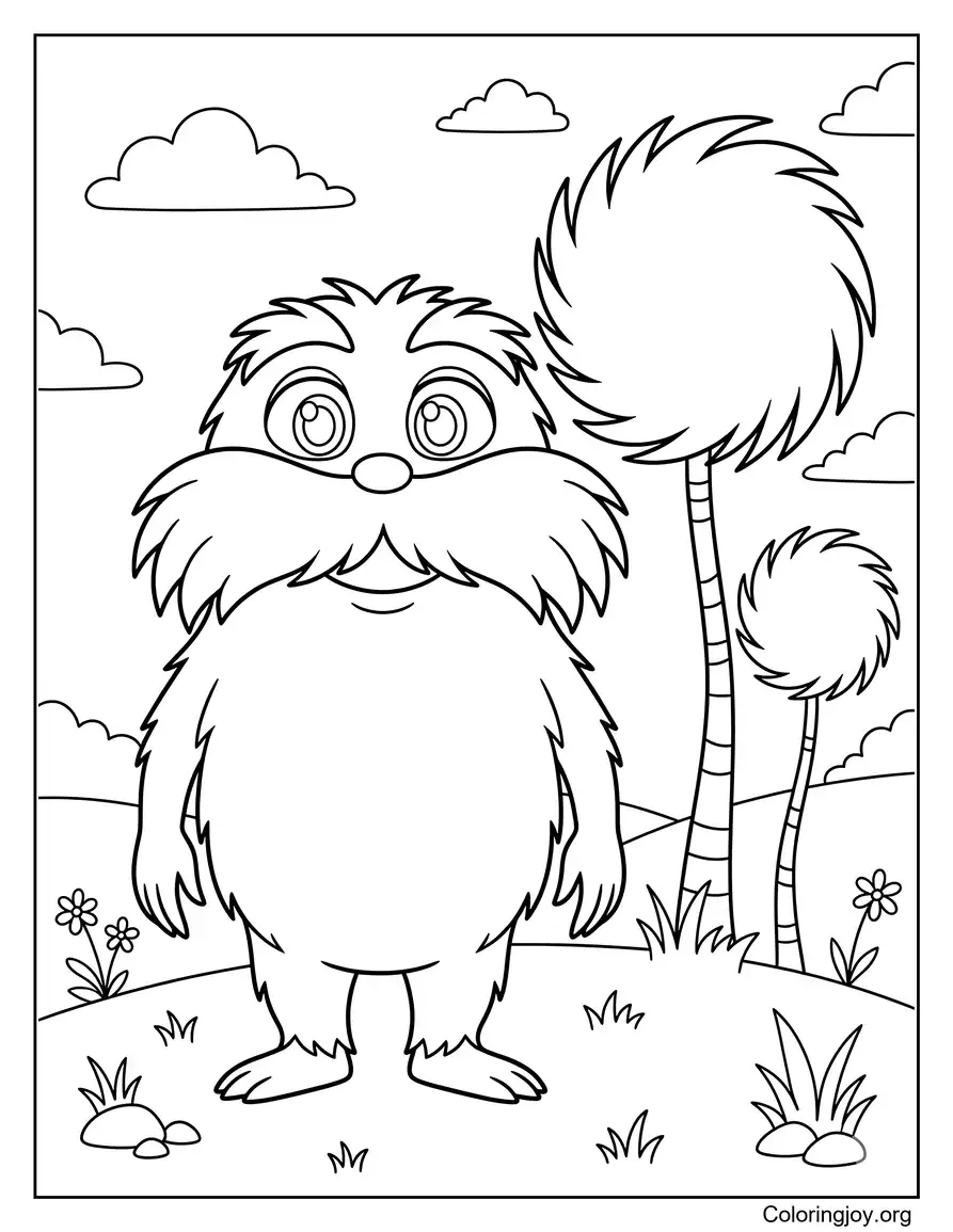 The Lorax Standing Beside Colorful Truffula Trees