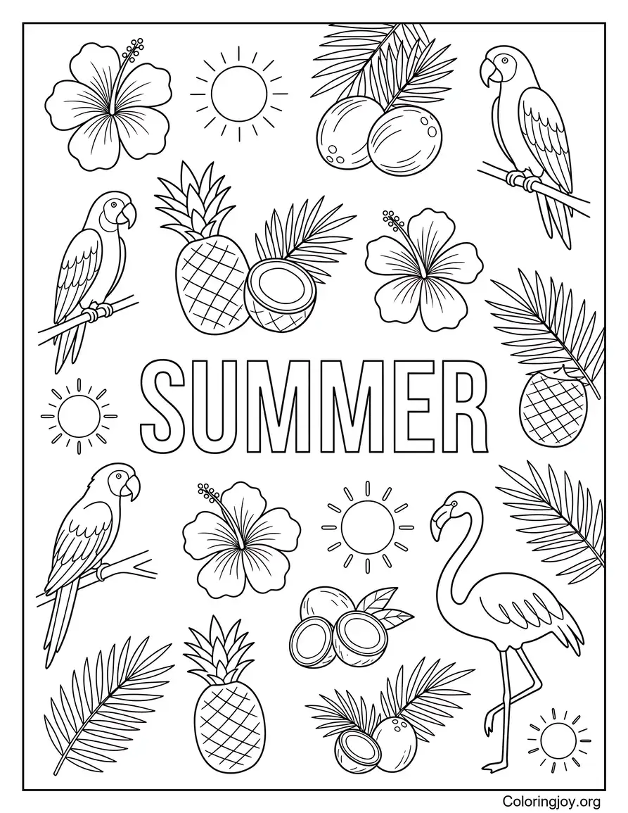 Tropical Summer Doodle Printable