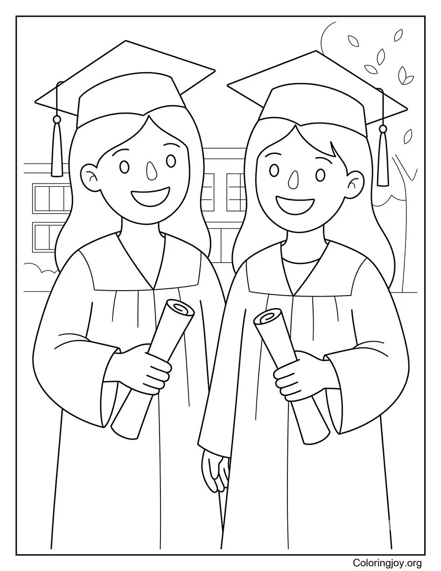 Deux meilleurs amis à l'obtention du diplôme d'études secondaires titulaires de diplômes