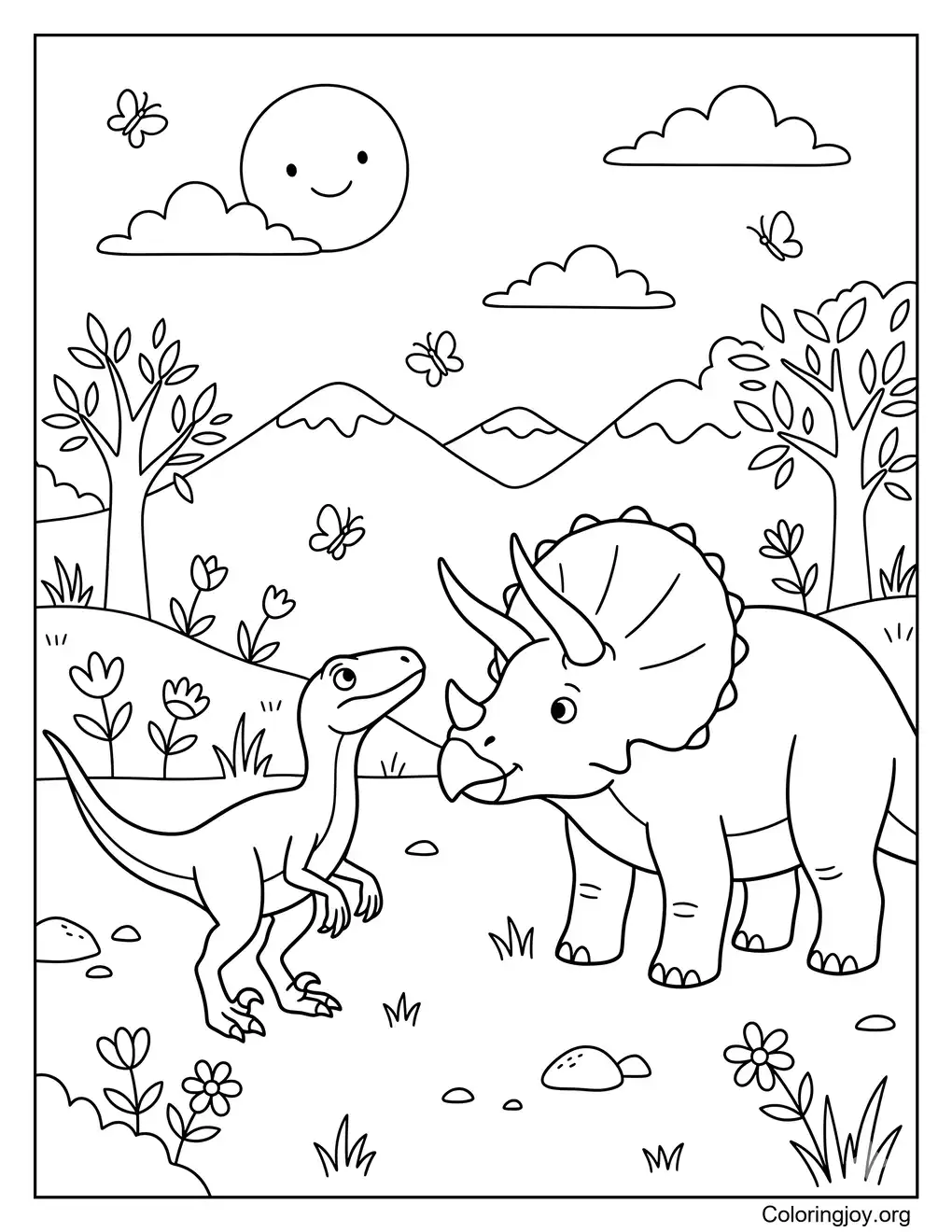 Velociraptor And Triceratops Scene