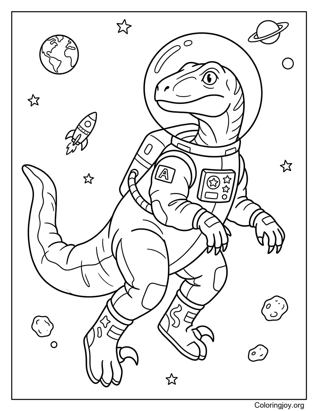 Velociraptor In Space Wearing Astronaut Suit