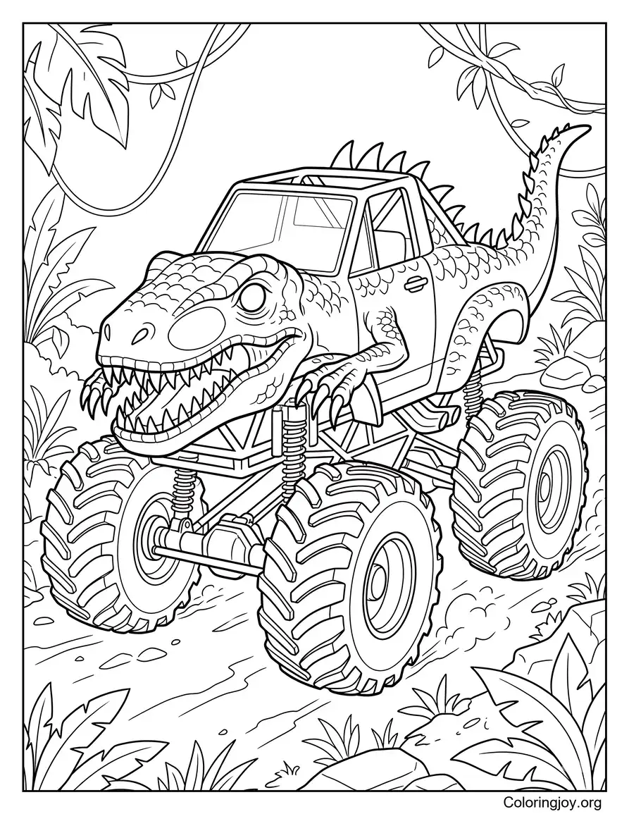 Velociraptor Monster Truck Coloring Page