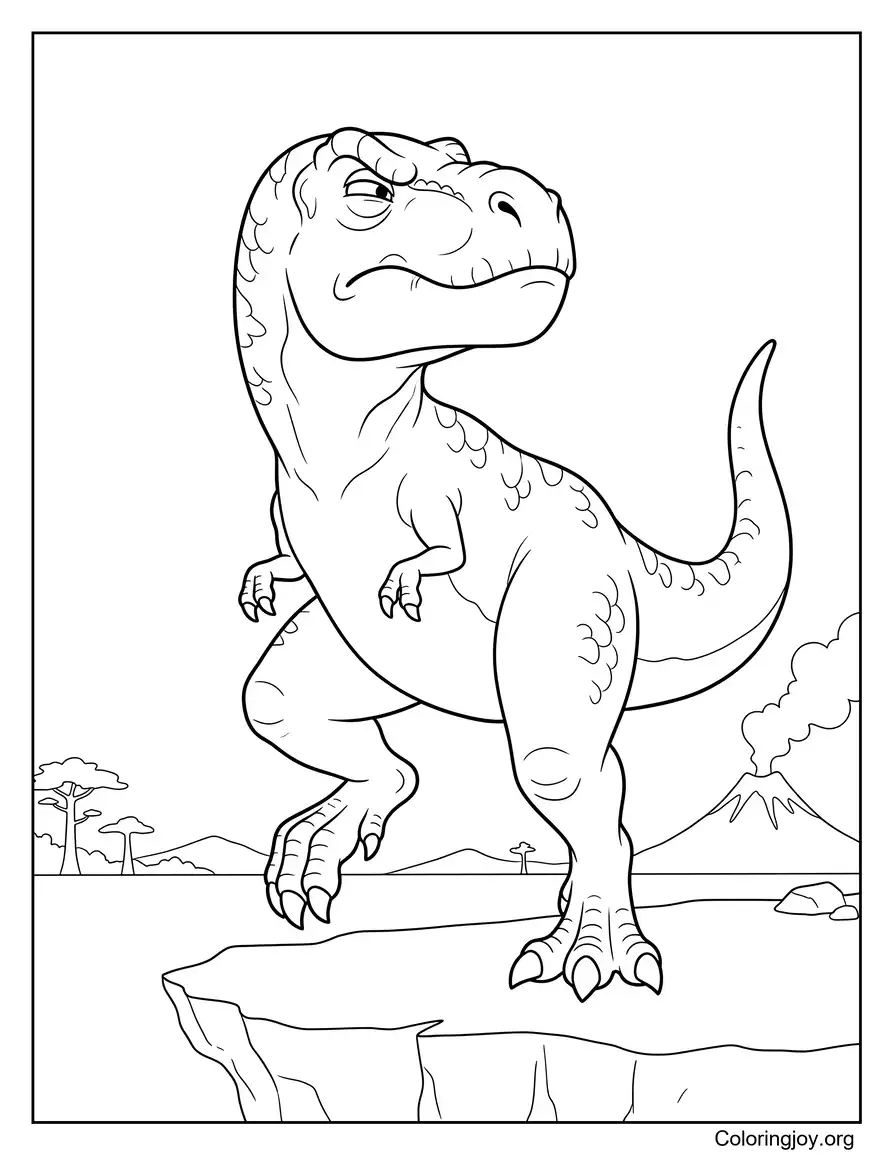 Malvorlage Brüllender Vulkan T-Rex