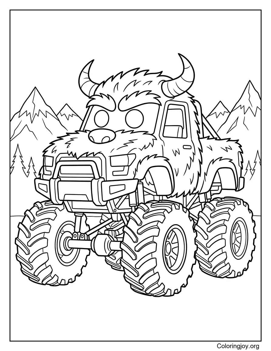 Yeti Monster Truck afdrukbare kleurplaat