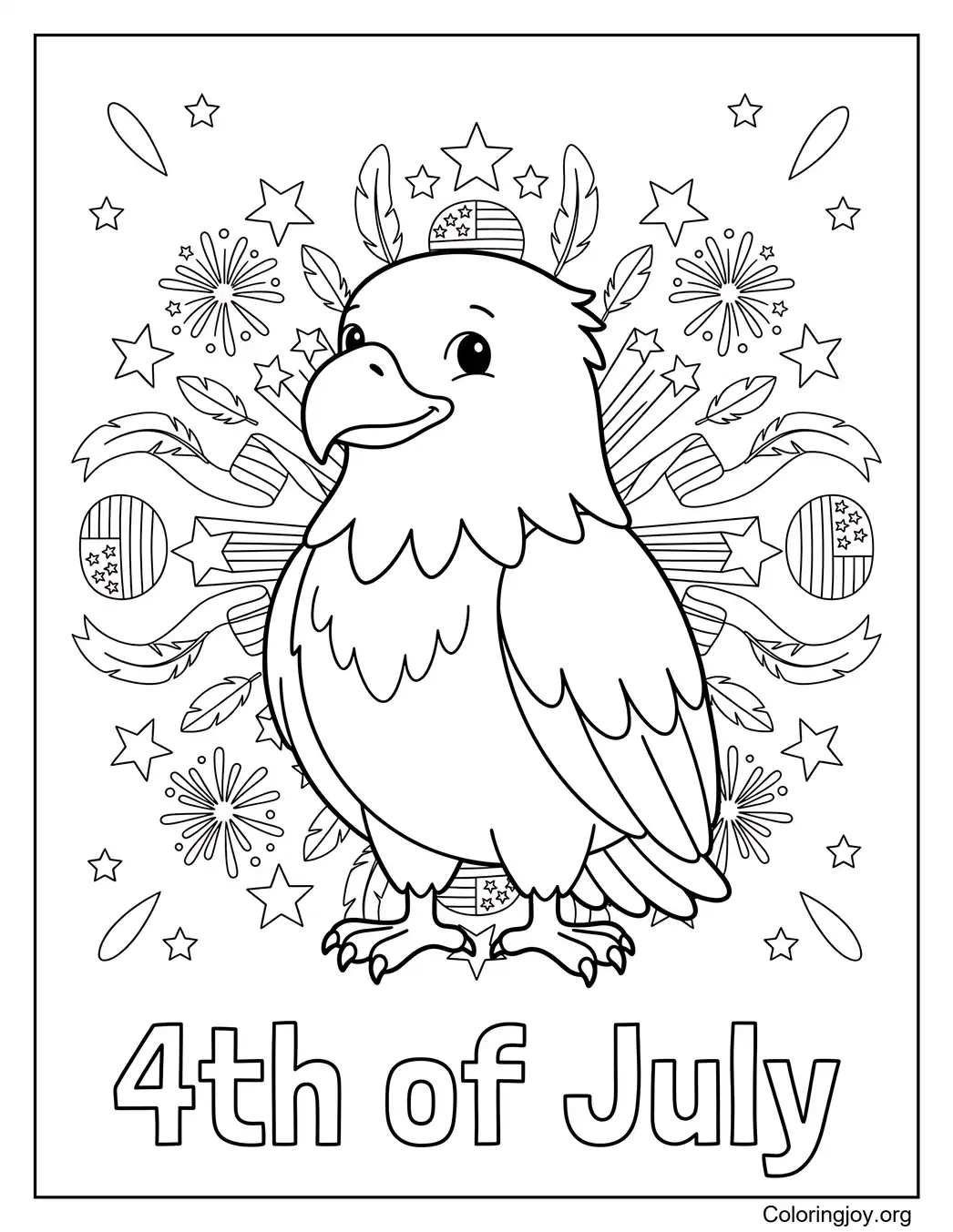 4th of July Bald Eagle Mandala Coloring Page