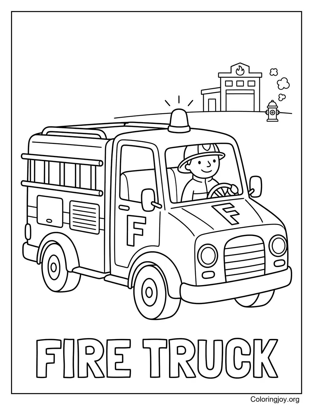 Free Printable Fire Truck Coloring Pages PDF for Kids
